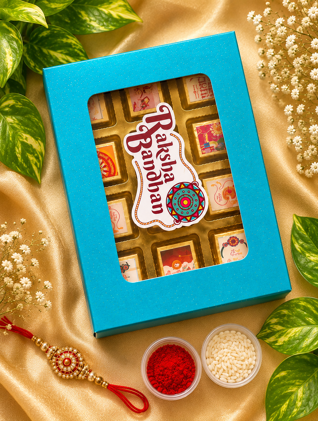 Blue Rakhi chocolate box