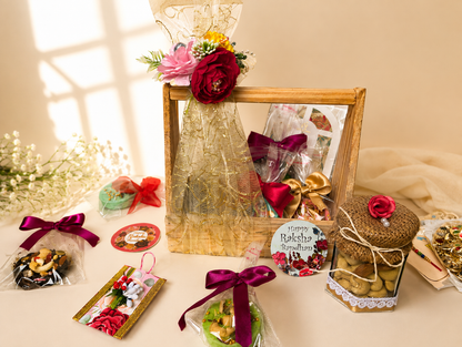 Customised Rakhi chocolate hamper with Rakhi + Roli