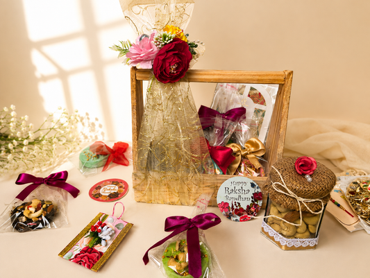 Customised Rakhi chocolate hamper with Rakhi + Roli