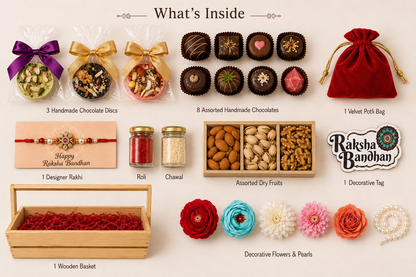 Rakhi hand chocolate hamper in wooden box