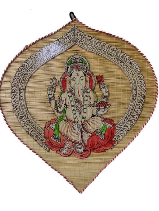 Lord Ganesha, a multi-colored, multi-design decorative bamboo wall hanging, for decoration