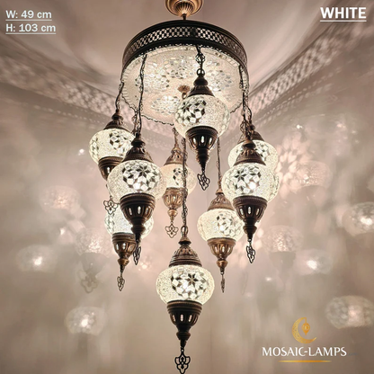 9+1 Globe Mosaic Turkish Chandeliers, Mixed Settlement Mosaic Circle Lighting Sets, Living Room Hanging Lamps, Bedroom Light, Colorful Light