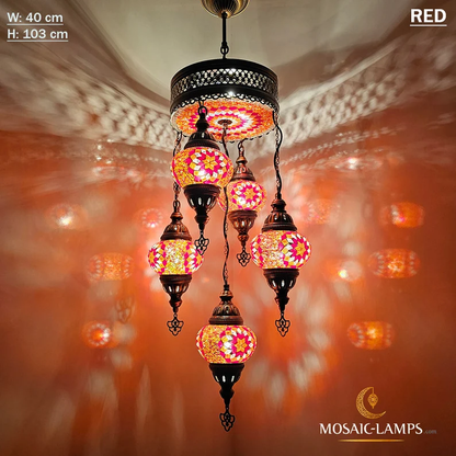 5+1 Globe Mosaic Turkish Chandeliers, Mixed Settlement Mosaic Circle Lighting Sets, Living Room Hanging Lamps, Bedroom Light, Colorful Light