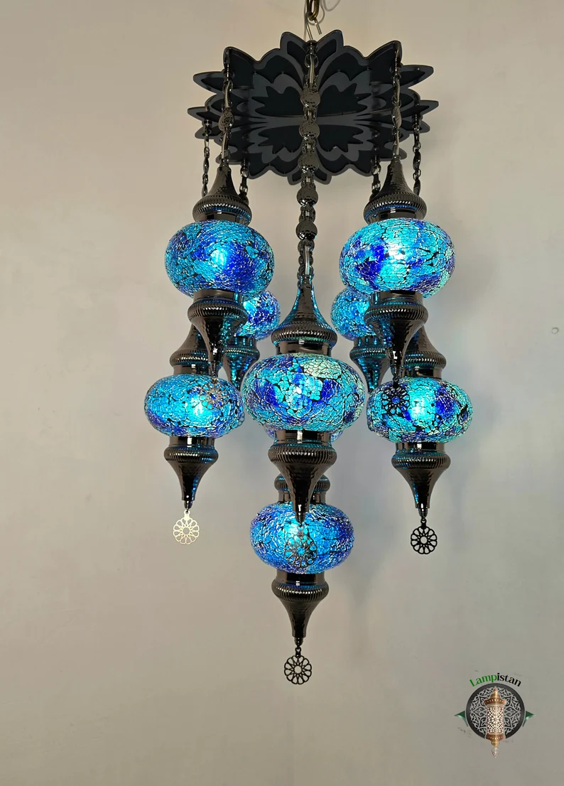 Chandelier 9's No 3 Glass Turkish Lamps' Lampistan