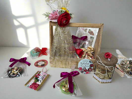 Customised Rakhi chocolate hamper with Rakhi + Roli