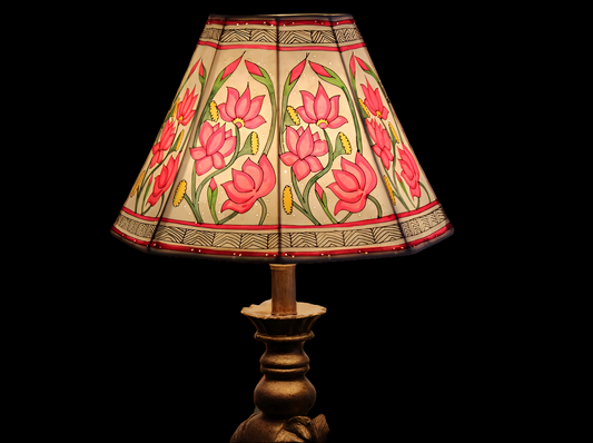 Pink Lotus Leather lampshade