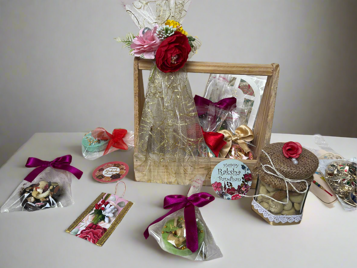 Customised Rakhi chocolate hamper with Rakhi + Roli