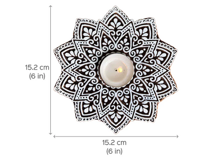 Wooden Flower Decorative Candle Holder Set Of 2