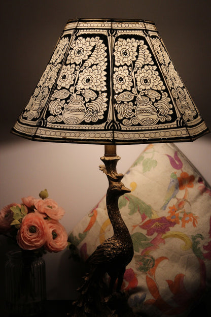 Black floral mandala Leather lampshade