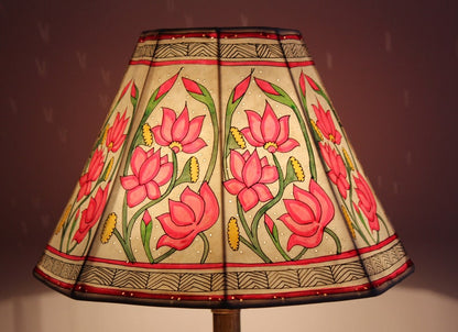 Pink Lotus Leather lampshade