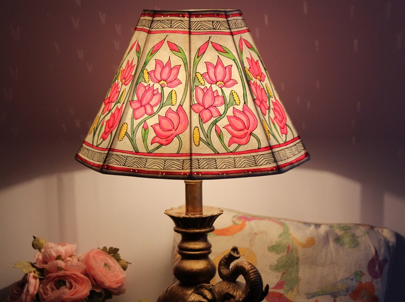 Pink Lotus Leather lampshade