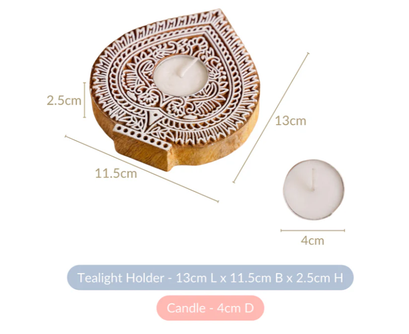 Wooden Leave Decorative Candle Holder Set Of 2