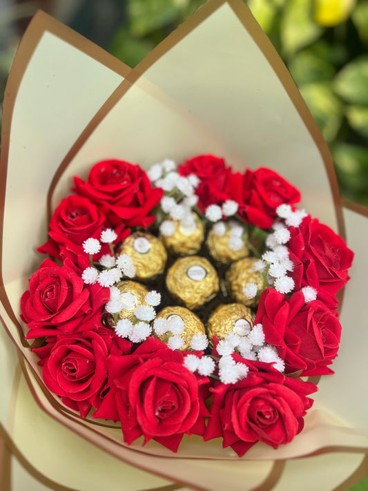 Rakhi special 8 chocolate bouquet with roses