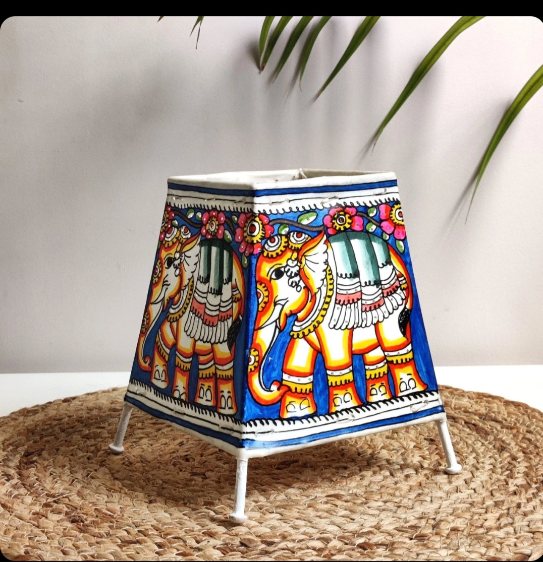 Blue Maharaja Leather Lampshade