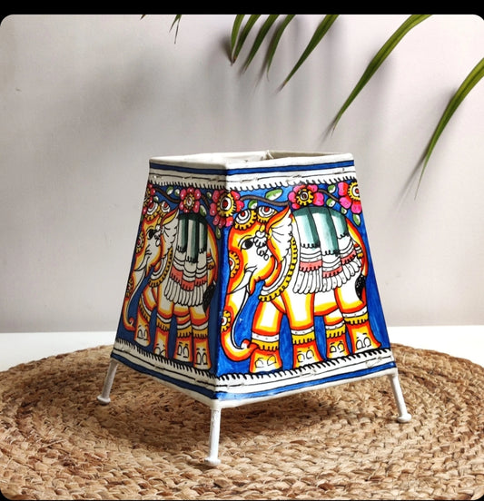 Blue Maharaja Leather Lampshade